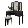 thumbnail image 1 of Poundex Furniture Wood Vanity Set with Mirror and Stool in Black Color, 1 of 5