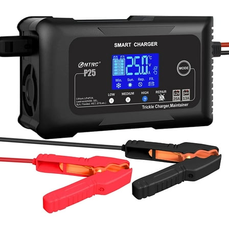 25-amp smart battery charger,lithium,lifepo4,lead-acid agm/gel/sla.. car battery charger,trickle charger, maintainer/deep cycle charger,12v/25a and 24v/13a,for motorcy,boat,lawn mower
