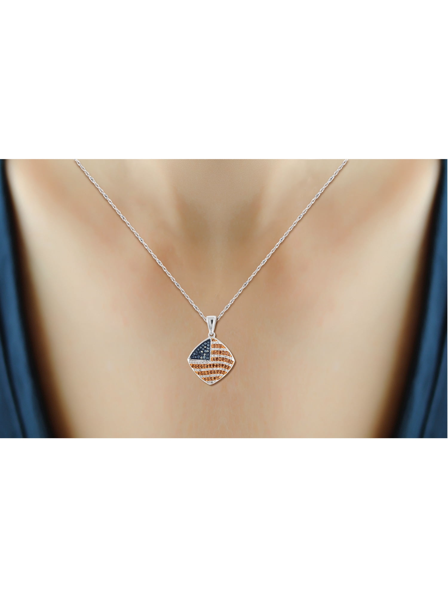 JewelersClub 1/3 Carat T.W. Multi-Color Diamond Sterling Silver American Flag Pendant
