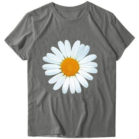 

Simplmasygenix Women Tops Summer Clearance Fashion Woman Causal Daisy Round Neck Printing Blouse Short Sleeve T-Shirt Summer Tops