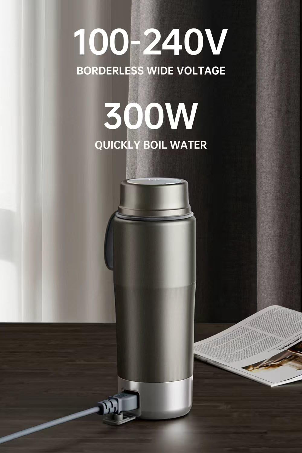 520ml Pure Titanium Portable Electric Kettle – Travel Kettle Dual Voltage 100V-240V with Temperature Control, Lightweight, Leak-Proof, Fast Boil Mini Kettle for Travel, Office, Hotel, Camping