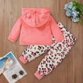 thumbnail image 3 of Odeerbi Toddler Winter Coat Kids Girls Outerwear Jackets Baby Flannel Warm Leopard Print Hooded Coat Pants Set Outfits Pink, 3 of 9