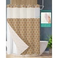 thumbnail image 2 of No Hook Shower Curtain with Snap in Liner, Hand-painted Simple Pattern Retro Linen Hotel Shower Curtains for Bathroom, Washable Shower Curtain Liner Set with Mesh Top Window, 72"x96", 2 of 6