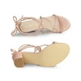 thumbnail image 4 of BLISSFUL STEP Women's Shoes Open Toe Lace Up Block Heel Strappy Heels Rose Gold 7, 4 of 7