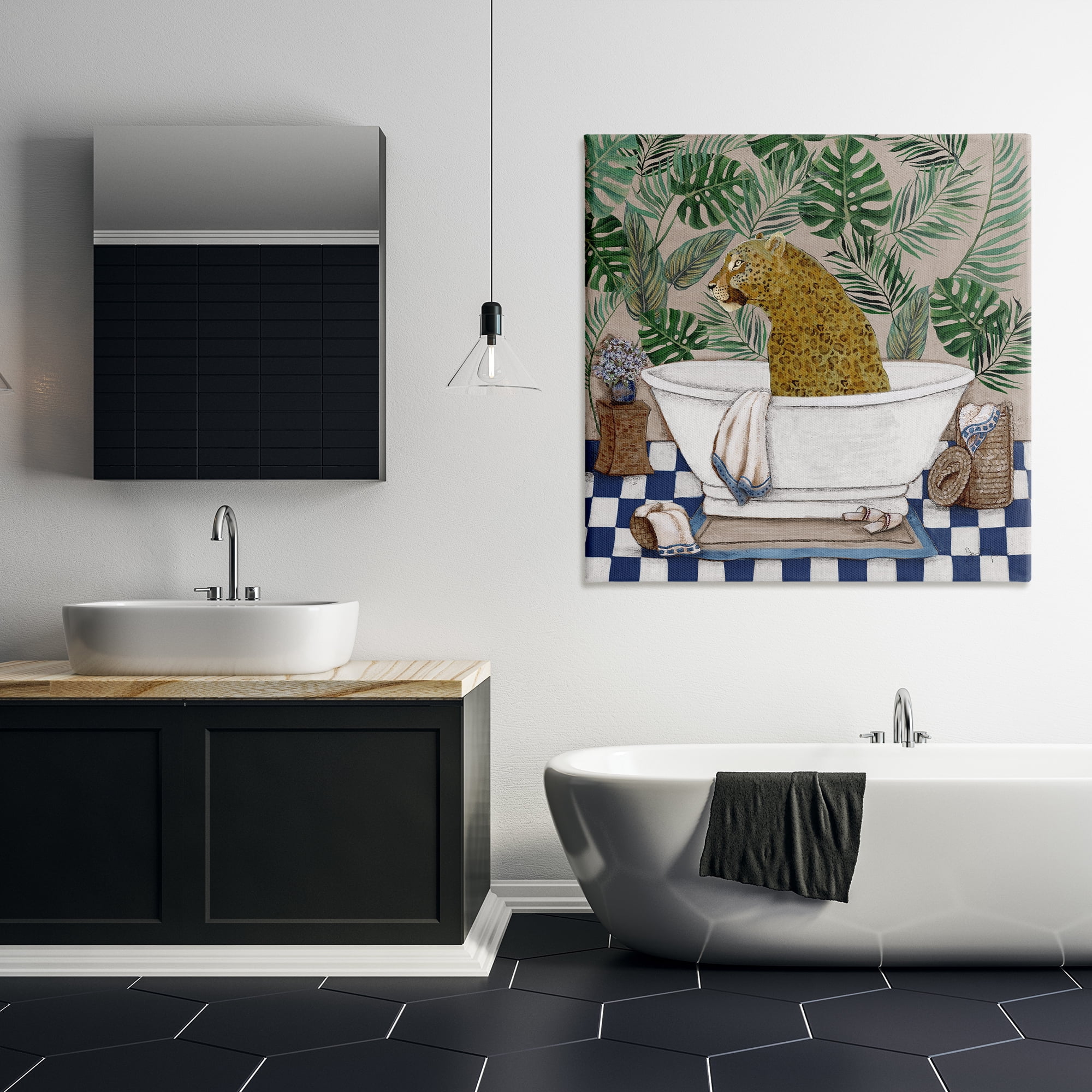 Stupell Industries Leopard in Tropical Bathtub Canvas Wall Art, design by Janet Tava