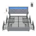 thumbnail image 2 of VASAGLE LED Bed Frame Full Size with Headboard and 4 Drawers, 1 USB Port and 1 Type C Port, Adjustable Upholstered Headboard, No Box Spring Needed, 2 of 7