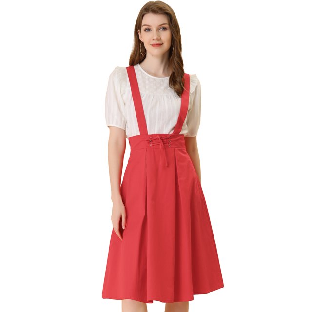 INSPIRE CHIC Vestido General De Cintura Elástica Con Tirantes Y Tirantes Para Mujer rojo S
