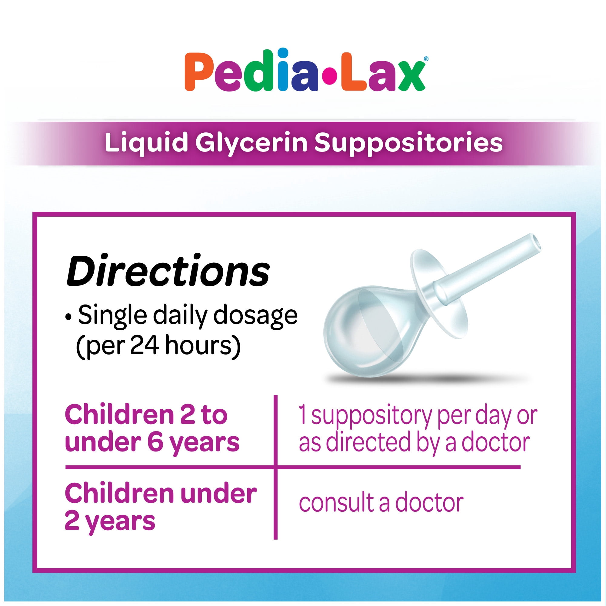 (2 pack) Pedia-Lax Laxative Liquid Glycerin Suppositories for Kids, Ages 2-5, 6 Count