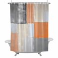 thumbnail image 2 of Orange Gery Plaid Shower Curtain for Bathroom Decor, Abstract Style Geometric Modern Color Block Waterproof Fabric Shower Curtain, 60"x72" Set with 12 Hooks, 2 of 9