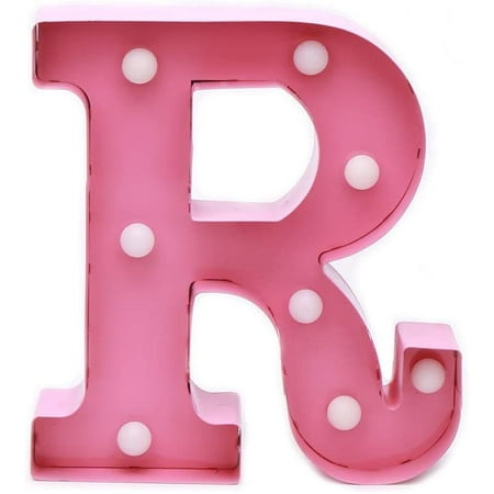 

Home by Jackie Inc Decorative Pink Vintage Rustic Metal Hanging Light up LED Letter “R”