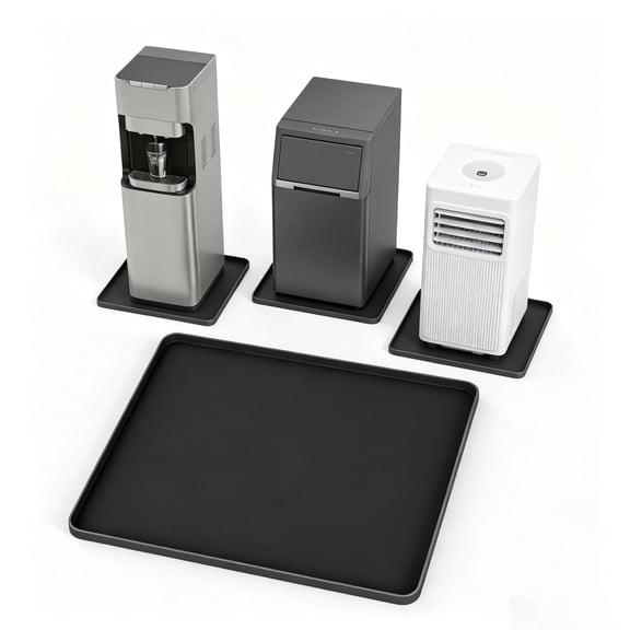 Mini Fridge Silicone Mat, 20"x20" Floor Protector Drip Tray, Black