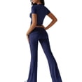 thumbnail image 3 of Pantalón de Traje de Corta Ajustado de Color Liso Azul Marino Talla S, 3 of 9