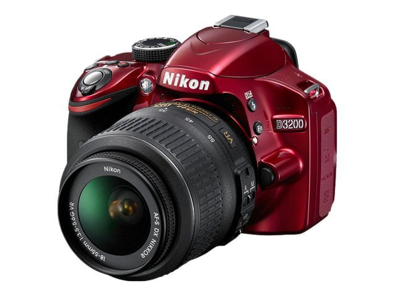 Nikon D3200 - Digital camera - SLR - 24.2 MP - APS-C - 1080p - 3x optical  zoom AF-S VR DX 18-55mm lens - red 