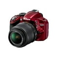 thumbnail image 3 of Nikon D3200 - Digital camera - SLR - 24.2 MP - APS-C - 1080p - 3x optical zoom AF-S VR DX 18-55mm lens - red, 3 of 7