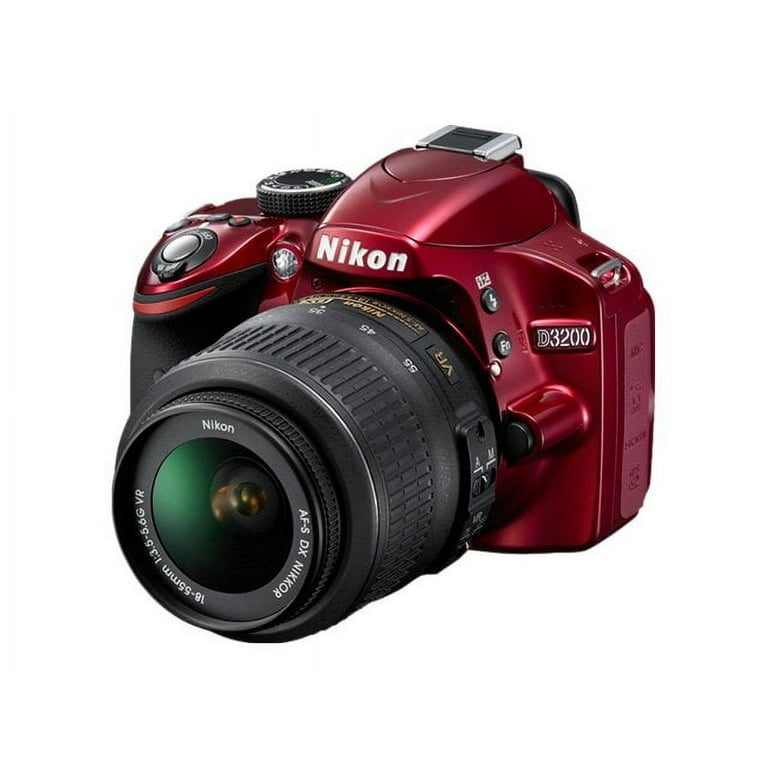 Nikon D3200 - Digital camera - SLR - 24.2 MP - APS-C - 1080p - 3x optical  zoom AF-S VR DX 18-55mm lens - red