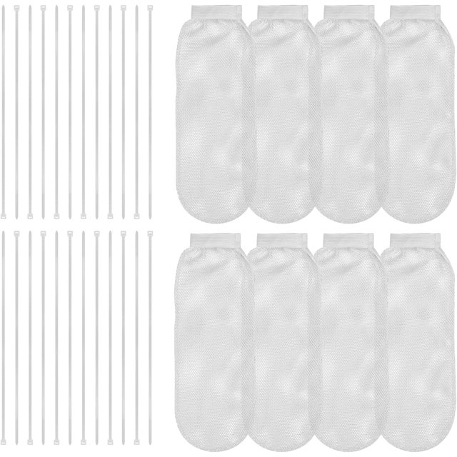 8pcs Lint Traps for Washing Machine Hose, with 24pcs Cable Ties Washer Lint Catch Nylon Mesh Lint Collector for Home Laundry Washing Machine Sink Drain Systems Hose Screen Filter (White)