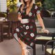 thumbnail image 3 of Balery Plaid Snowflakes Festive Vestidos sueltos de manga corta para mujer, vestidos de verano 2025, vestidos casuales de corte A con vuelo., 3 of 6