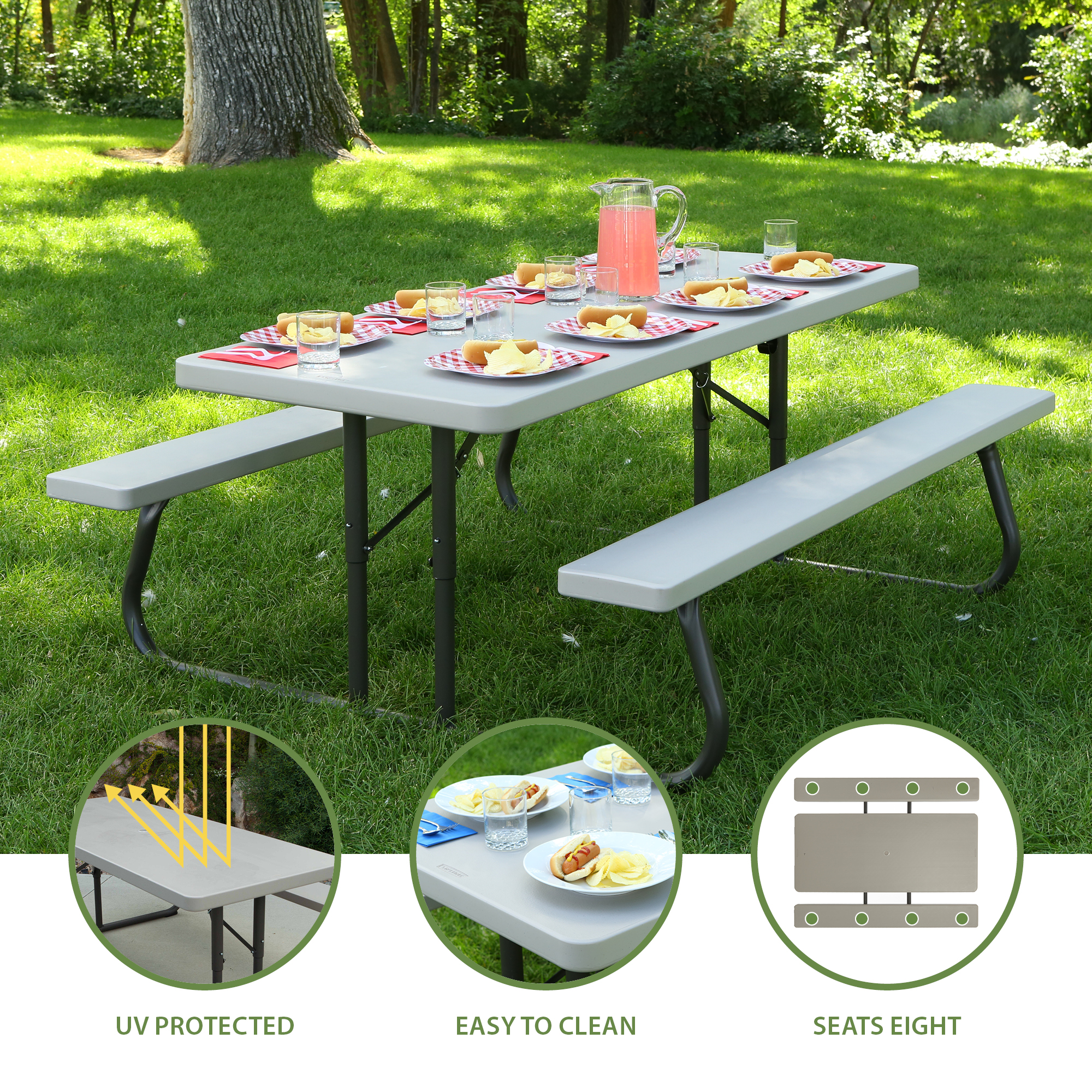 Lifetime 6 Foot Folding Picnic Table, Putty, 22119 - image 5 of 12
