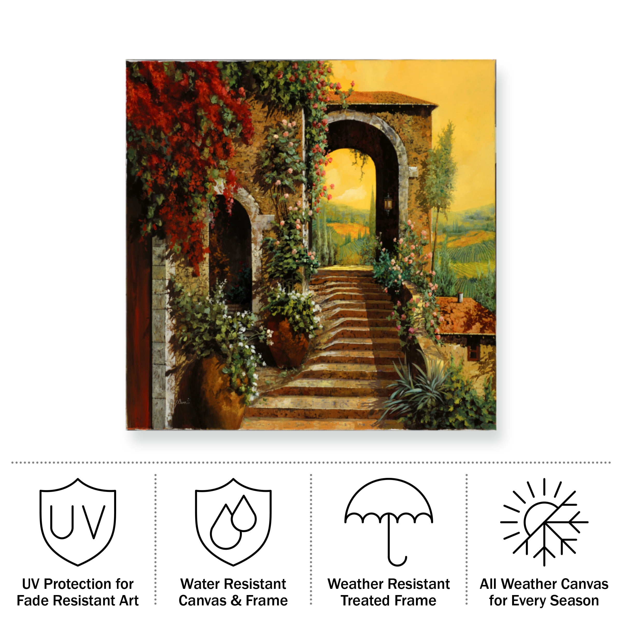 Guido Borelli 'Le Scale' Outdoor Canvas 35x35