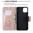 thumbnail image 6 of Allytech iPhone 11 Pro Max Case (6.5"), Slim Fit PU Leather Folio Butterfly Embossed Shockproof Wrist Hand Strap Flip Cards Holder Wallet Case TPU Back Cover for Apple iPhone 11 Pro Max, Pink, 6 of 8