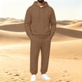 thumbnail image 2 of Garbnen Fleece Mens Sweat Suits 2 Piece Set Casual Solid Hoodie & Sweatpants Set Workout Athletic Warm Plush Jogging Suits for Men Coffee, 2 of 6