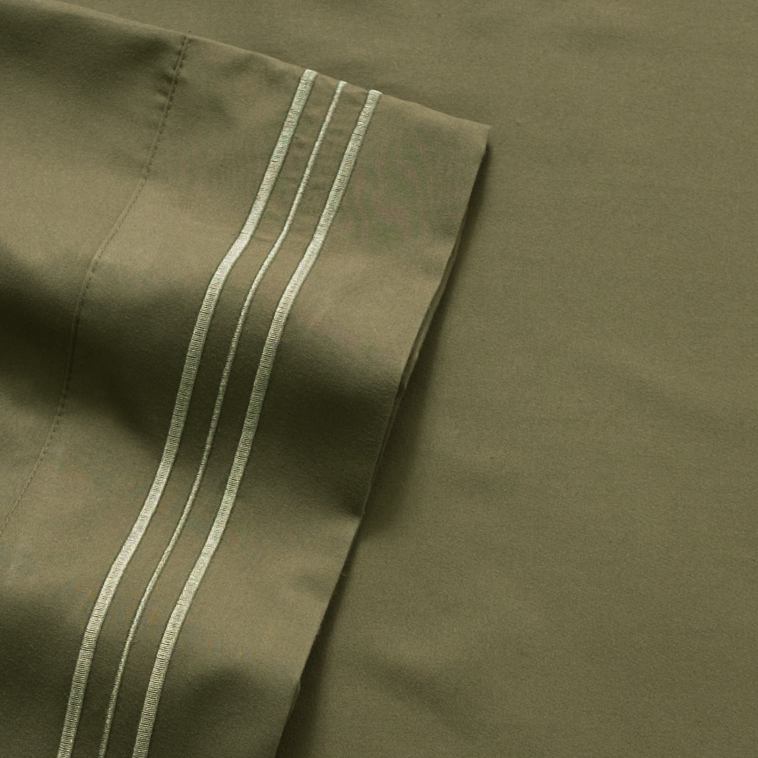 Madame Marie Contemporary Microfiber Bedroom Solid Color Bed Sheet Set California King - Olive
