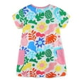thumbnail image 3 of WIBACKER Toddler Kids Girl's Casual Dress Short Sleeve Flowers Tunic Dresses 2-7T, 3 of 6