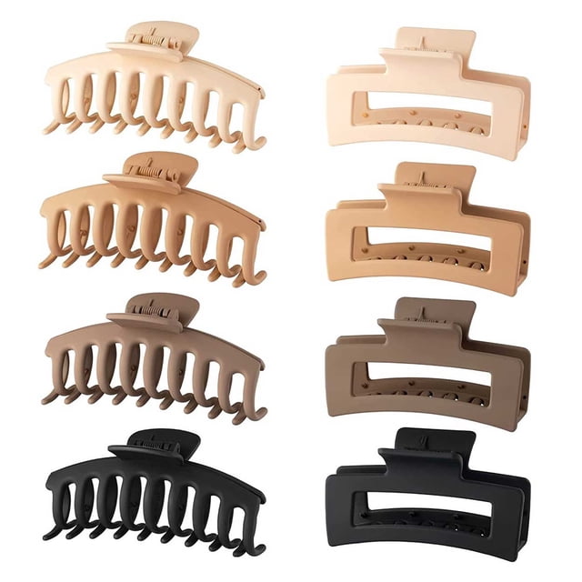 8-Pack Hair Clips in Pastel, Beige, Brown, Black - Multi-Color Hair Accessories