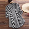 thumbnail image 2 of Women Plus Size Three Quarter Striped Print V-Neck Loose Fit Top T-Shirt Blouse, 2 of 5