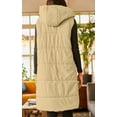 thumbnail image 3 of Women's Hooded Quilted Puffer Vest - Long Sleeveless Winter Jacket with Button Front & Pockets, 3 of 6