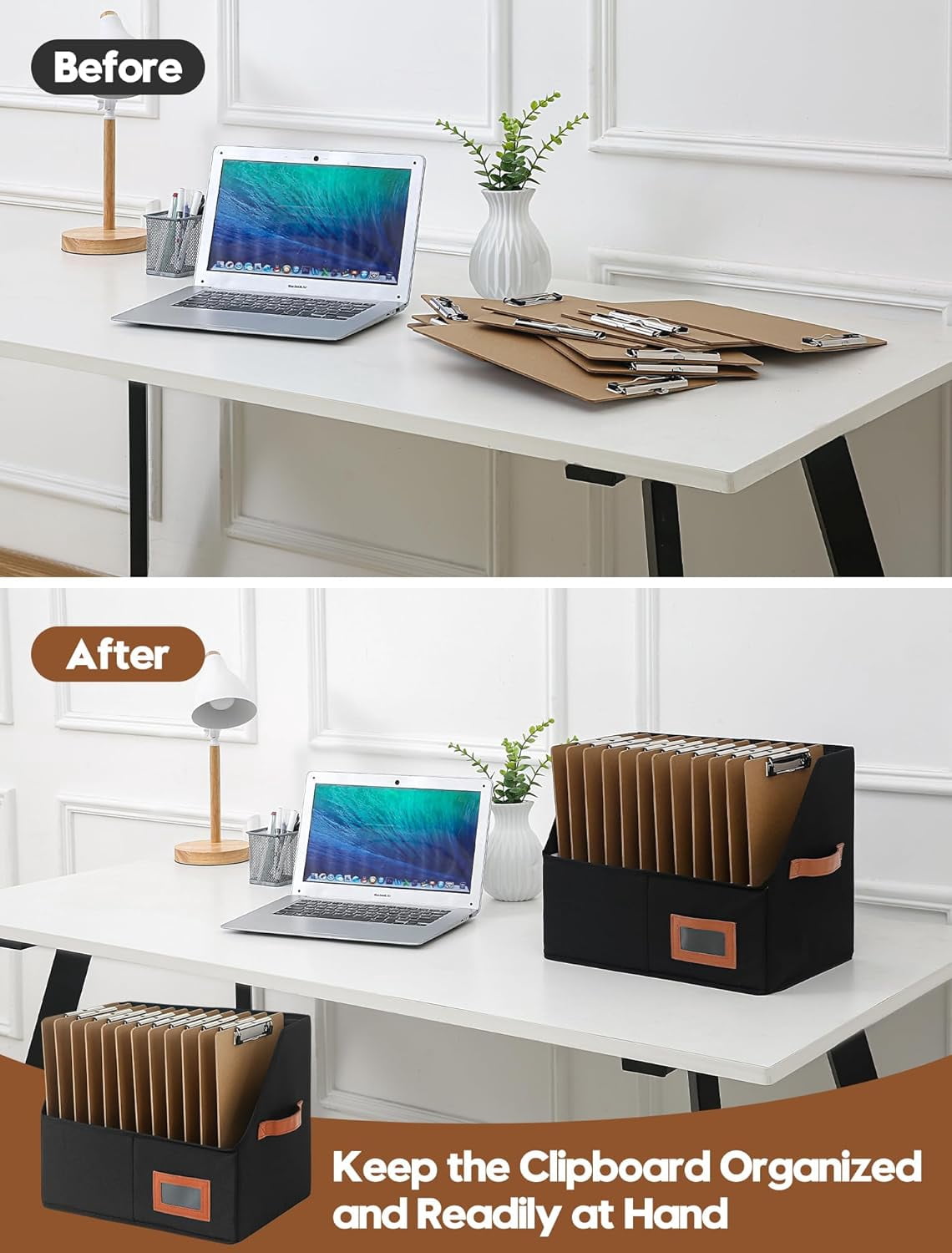Clipboard Holder for Classroom-2 Pack Foldable Clip Board Storage Organizer Basket with Handle for Easy Carrying, Classroom Office Desk Organizer Bin, Clipboards Not Included