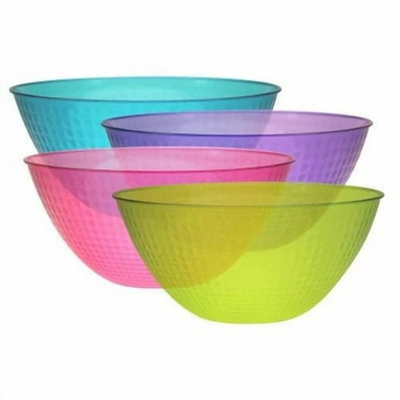 EcoQuality 100oz Assorted Tint Color Pixel Bowl - Disposable Plastic Soup Bowls, Heavy Duty Plastic Salad Bowls, Dessert Bowl for Baby Showers, Weddings, Birthday Party (3)
