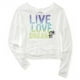 thumbnail image 1 of Aeropostale - Camiseta con adornos para dormir con purpurina degradada para mujer, color blanco, pequeño Aeropostale Camiseta adornada, 1 of 2