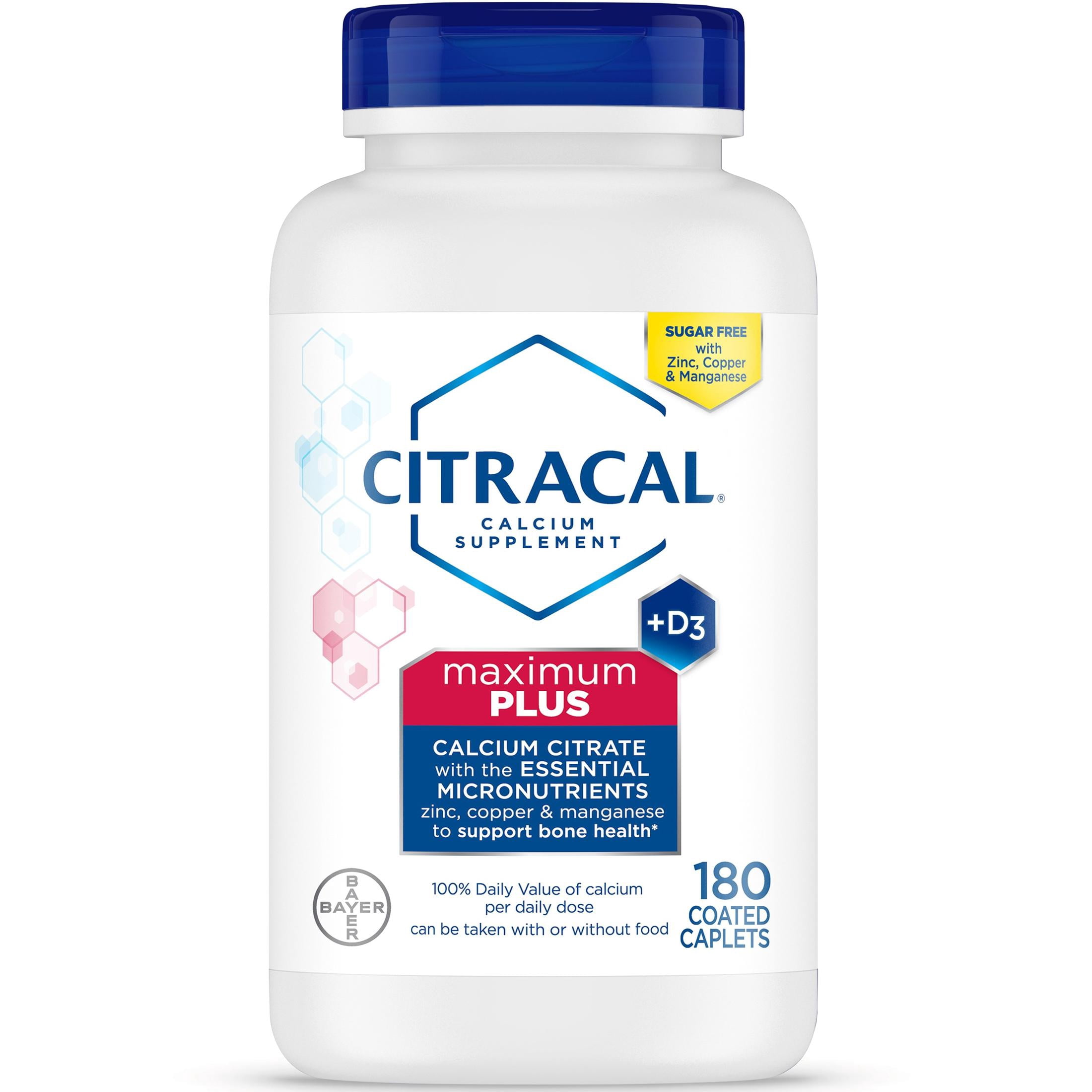 Citracal Maximum Plus Calcium Supplement with Vitamin D3 for Bone Health, 180 Coated Caplets