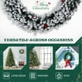 thumbnail image 4 of 60" Snow-Flocked Christmas Wreath – Pre-Lit Artificial Xmas Wreath w/ Warm White Lights & 8 Lighting Modes, DIY Red Bow, Berries & Pine Cones, Remote Control Included, 4 of 8