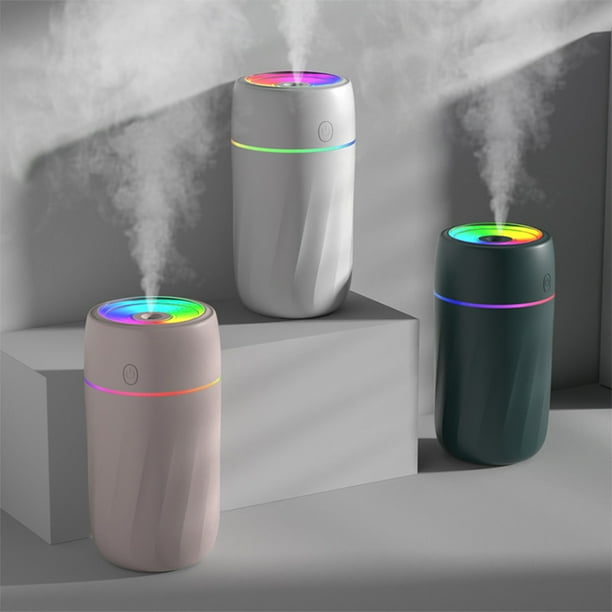 Humidificador USB de niebla fría | Mini humidificador portátil para dormitorio, oficina y plantas | 300 ml Fácil de limpiar | Funcionamiento silencioso | Modos de niebla dual | LED de cambio de