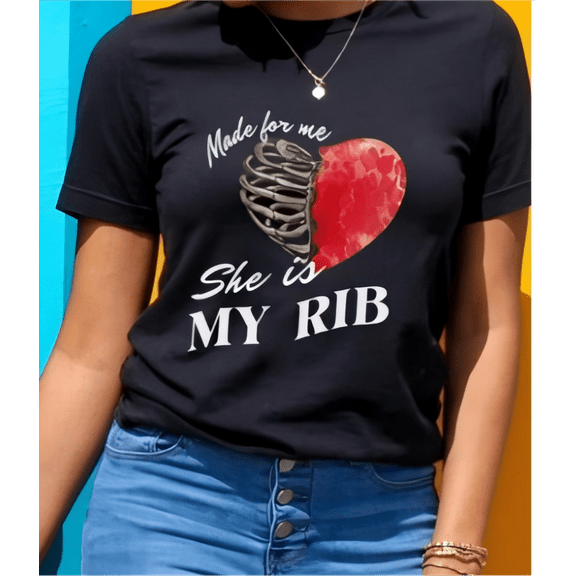 Women’s Love Heart Graphic T-Shirt Casual Crewneck Valentines Day Gift