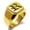 Gold, variant on Stainless Steel Letter R Initial Old English Monogram Engraved Engraved Square Flat Top Biker Style Polished Signet Ring