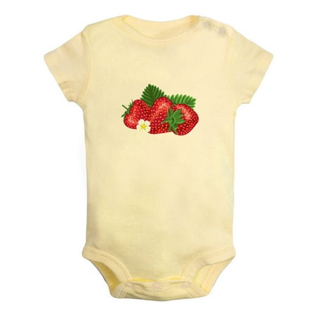 

Fruit Strawberry Image Print Rompers For Babies Newborn Baby Unisex Bodysuits Infant Jumpsuits Toddler 0-24 Months Kids One-Piece Oufits (Yellow 0-6 Months)
