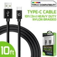 thumbnail image 4 of Cellet USB Cable Compatible with TCL 50 XL 5G - Extra Long Rugged Nylon Braided Fast Charging and Data Sync USB-C to USB-A (Type-C to Type-A) Cable - (10 Feet) - Black, 4 of 8