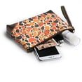 thumbnail image 6 of Leather Clutch 8 X 5. 5 In Wrist Strap And Hand Bag Easy To Carry Lightweight Waterproof And Durable Leopard Skin Print Style Orangered_3, 6 of 6