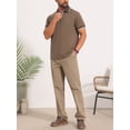 thumbnail image 2 of DARING DIVA Men's Contrast Trim Short Sleeve Button Closure Polo Shirts 2XL Khaki, 2 of 7