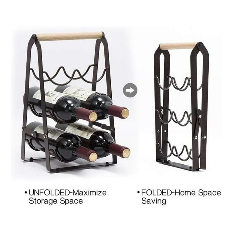 Ouseen Wooden Free Standing Wine Rack Holder - Stores 6 Bottles