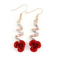 thumbnail image 1 of Pendientes de rosa con diamantes de imitación para mujer, de aleación, brillantes, exquisitos y elegantes, joyería para fiesta de boda., 1 of 12