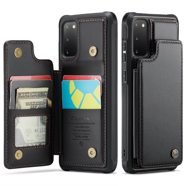 Funda para Samsung Galaxy S20 con tarjetero, funda tipo cartera para hombre y mujer con bloqueo RFID, funda de piel resistente con cierre magnético y función atril, a prueba de golpes