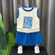 thumbnail image 5 of Conjuntos de camiseta sin mangas con cuello redondo para verano para hombre y mujer, conjunto de dos piezas con estampado de dinosaurio para niños, camiseta fina sin mangas con cuello redondo y pantal, 5 of 9