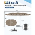 thumbnail image 4 of GloryStar 15 FT LED Patio Umbrella with Weighted Base, Double-Sided Large Canopy Incorporating 36 Lights, Great for Nighttime Use on Poolside, Garden Terrace and Backyard, 4 of 6
