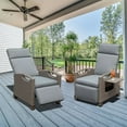 thumbnail image 3 of Gray Reclining Chair For Outdoor, With Woven , 6.8'' Thick Cushions, Adjustable Angle, Flip Table Hand-woven Recliner, Table, Cushions Indoor And Outdoor, 3 of 5
