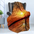thumbnail image 4 of Autumn Soft Flannel Fleece Throw Blanket, Leafless Tree in Fall on Sunset Backdrop Horizon with Water Reflection Panorama, Cozy Plush for Indoor and Outdoor Use, 70" x 90", Orange Black, by Ambesonne, 4 of 5