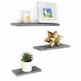thumbnail image 2 of Wall Mounted Display Ledge Floating Wall Shelves Set of 3 Brown, 2 of 5